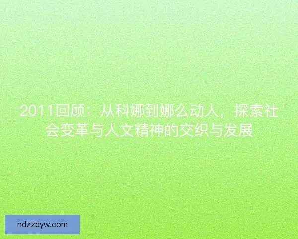 2011回顾：从科娜到娜么动人，探索社会变革与人文精神的交织与发展